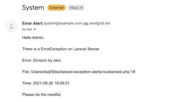 Learn How to Send an Email on Error Exceptions - Laravel News